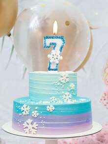 Bougies décoratives pour gâteau avec flocons de neige blancs à bordure bleue, cristaux et numéros 0-9 pour anniversaire, anniversaire, fête d'anniversaire, thème de Noël