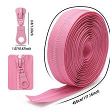 Conjunto de Zíperes: 177.16 Polegadas de Zíper com 10 Cursores de Zíper, Corrente de Zíper de Resina Colorida 5#, 10 Opções de Cores, Comprimento Personalizável, Adequado para Bolsas, Artesanato