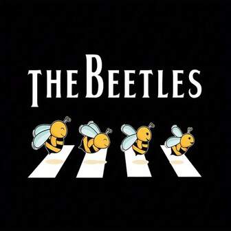 1 PC The Beetles Bee Abbey Road Iron-On Transfer Patch, Mixed Color Polyester Heat Press Decal For DIY Fashion, Washable Heat Transfer Sticker For T-Shirts, Hoodies & Clothing Accessories