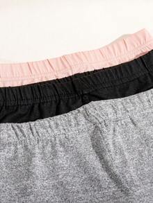 4pcs Girls Floral Print Solid Color Casual Shorts, Mother's Day Gift, Graduation Gift, Summer Wear