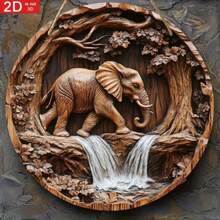Vintage-Style 2D Flat Elephant Wall Art - Universal Holiday Decor (No Electricity Needed) | Suitable For Home, Living Room, - Multicolor - View 3