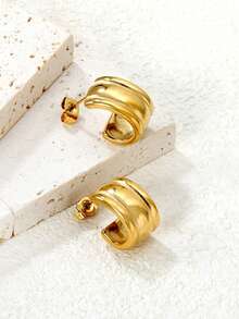 Fashionable And Exquisite Gold Color Earrings , High Quality Anti Allergy Stainless Steel Ear Gifts For Women Mom Girlfriend Birthday Party Jewelry