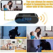 WiFi Indoor Camera Clock - 1080P FHD Camera With 32GB Card, Night Vision, Motion Detection, Loop Recording, 2.4GHz WiFi Connection, Lithium Battery Powered, Remote Live View, Ideal For Home, Office, Warehouse Monitoring - Black - View 7