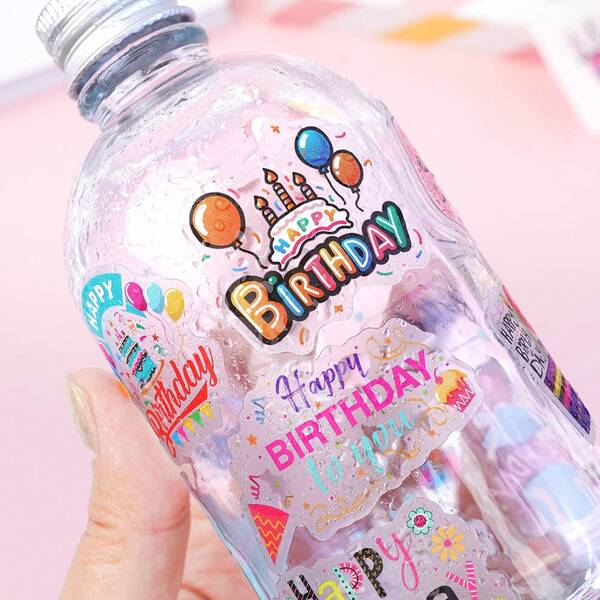 4 adesivi trasparenti e impermeabili in PP con disegni di cartoni animati per bambini per decorare regali e feste di compleanno. Adatti per decorare tazze, regali, diari, cancelleria e altro ancora. Ideali anche come regali per Ognissanti, Natale e Capodanno.