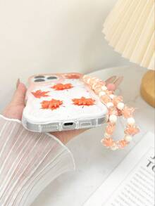 Ốp lưng điện thoại chống sốc hình lá phong lượn sóng màu kem, kèm vòng tay hạt cườm thủ công, tương thích với iPhone 17pro/17Air/17/17promax/16/11/16pro/16plus/16promax/16e/15Promax/13/14/12/XS/XR/7G/8P, Galaxy và Redmi. Phiên bản quốc tế, không phải phiên bản nội địa. - Nhiều màu - Xem 6