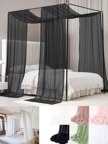 2片装法式浪漫薄纱窗帘，可调节可裁剪，可作床幔和窗帘装饰，家居窗帘，婚礼拱门装饰面料，适用于客厅、卧室、桌面、户外凉亭、婚礼和生日派对装饰、派对拱门背景（不含框架配件） - 彩色 - 查看 1