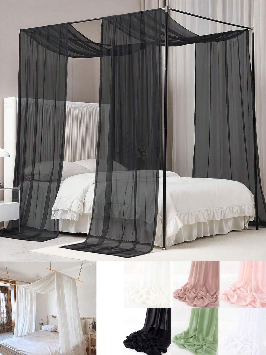 2片装法式浪漫薄纱窗帘，可调节可裁剪，可作床幔和窗帘装饰，家居窗帘，婚礼拱门装饰面料，适用于客厅、卧室、桌面、户外凉亭、婚礼和生日派对装饰、派对拱门背景（不含框架配件） - 彩色 - 查看 1