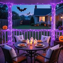 JMEXSUSS Purple Halloween Lights Clear Wire, 66ft 200 LED Purple String Christmas Lights Indoor Outdoor Waterproof Plug In For Tree Bedroom Indoor Party Halloween Decorations - Purple - View 4