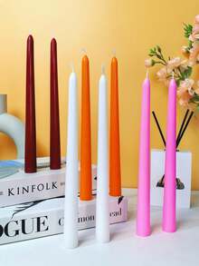 2pcs Soy Wax Scented Candles, 10 Inch Home Decoration Aromatherapy Stick Wax, Multi-Color Long Stick Candles, Christmas Slim Candles With Fragrance, Halloween Home Decoration Candle Set, Wedding Decoration, Aromatherapy Gifts, - Multicolor - View 2