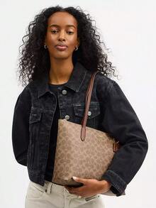 Coach 女士大号拉链手提包，休闲单肩包，优雅皮革单肩包，购物/旅行/工作/上学手拿包，CBT20 IMXHE