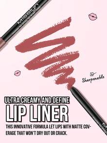 Misslyn Long-Lasting High-Pigment Lip Liner Pencil, Creamy Gel Formula, Smooth Application, Natural Makeup Effect, Can Be Sharpened With Pencil Sharpener, High Color Payoff, Creates Natural Lip Look, Long-Lasting Matte Finish Lip Liner Pencil