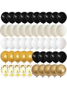 45/60pcs Black, Gold & Beige Balloon Set, Suitable For Gender Reveal Party, Bachelor/Bachelorette Party, Celebration Party, Birthday, Graduation, Anniversary, Independence Day, Bridal Shower, Christmas, Valentine's Day, Mother's Day - Multicolor - View 2