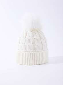 Women's Rhombus Pattern Casual Acrylic Knit Hat, Autumn/Winter