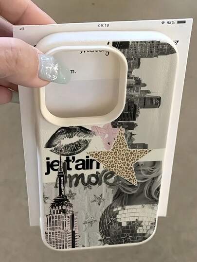 1 carcasă de telefon albă mată texturată, personalizată cu buze și text în engleză, model puzzle pentru fete, potrivită pentru iPhone 16 Pro Max, 15, 14 Plus, 13, 12, 11