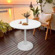 Round Dining Table White Density Board Iron Art 31.5in D 28.7in H 165.35lbs Load Modern For Living Room Café - 1 - View 11