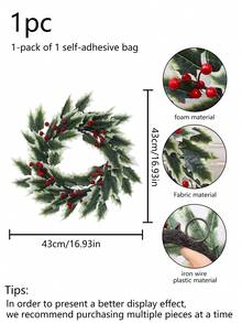 1 Stück realistischer Weihnachtsroter Fruchtdekoration, für Heimdisplay, Feiertagsatmosphäre im Wohnzimmer, Tischdekoration im Esszimmer, Wohnzimmer Kamin Atmosphäre Dekoration, realistische grüne Pflanzen, Eingangsbereich, Büro Weihnachtsdekoration