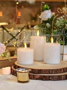 3套/1件 白色LED遥控无焰蜡烛氛围灯，家用LED氛围蜡烛灯，由3节电池供电，具有2/4/6/8小时定时功能，适用于节日、酒店、家居、派对、万圣节、圣诞节、新年等场合（不含电池）（可选：一套蜡烛带或不带遥控器；单支蜡烛不带遥控器）