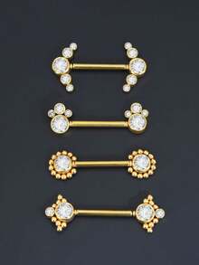 1pc Stainless Steel Sunflower Shaped Barbell Piercing Jewelry, 1.6x14mm