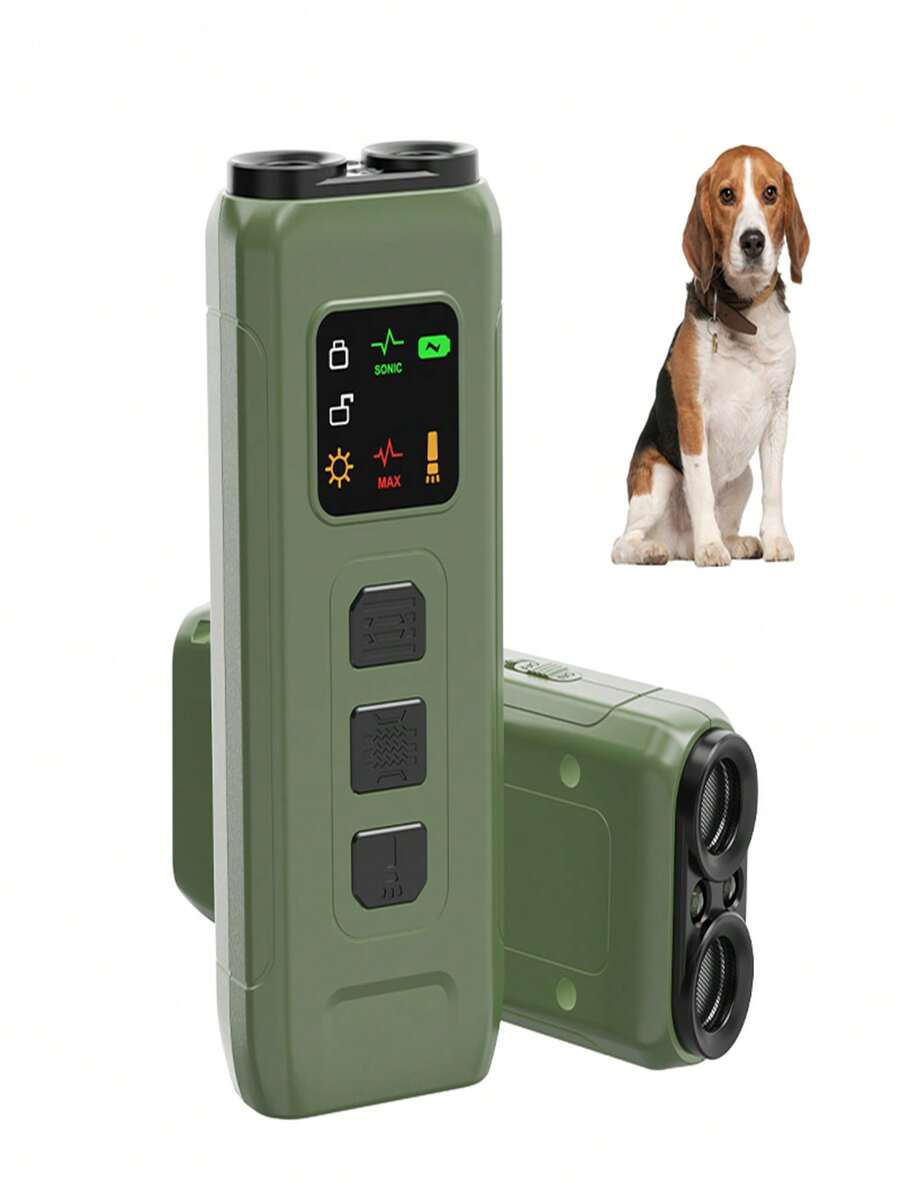 双头LED灯迷你便携式防咬止吠器，超声波+频闪灯狗狗吠叫训练器，C型充电超声波止吠器，便携式狗狗脾气威慑器，有效阻止狗狗吠叫。这款超声波狗狗止吠器配备双LED灯，室内外均可使用，确保人犬安全。 - 軍綠色 - 查看 1