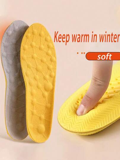 1 par de plantillas de forro polar tipo palomitas de maíz, suaves, cálidas y transpirables, adecuadas para zapatos deportivos en invierno