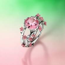1 Flower Ring - Soft Pink Flower Decorative Ring, Women's Elegant Daily And Special Occasion Accessories, Valentine's Day/Anniversary Gift, Exquisite Flower Inlay, Wedding Wreath, Party Accessories, Exquisite Details, Personalized Item, Gift Choice, Get My Gift Every Day - 彩色 - 查看 7