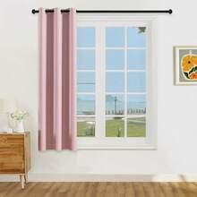 1 件/2 件可选轻质遮光窗帘，100% 遮光窗帘，带金属索环，客厅/卧室窗帘，粉色窗帘 - 粉色 - 查看 18