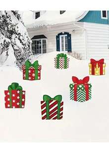 6pcs Christmas Lawn Stakes, 2D Acrylic Flat Outdoor Garden Yard Decor, Holiday Fence Garden Stakes, No Power Needed, Suitable For Home And Outdoor Walkway, Garden Party Supplies, No Electricity Required