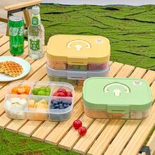 WORTHBUY 1pc Large Capacity Transparent Plastic Compartment Food Container With Handle, Portable Fruit Salad Lunch Container, Multi Grids Food Fresh-Keeping Box , Microwave Heated Divided Food Storage Box, Suitable For Student And Adult Use In School, Office, Outdoor Camping, Picnic, Travel,Back To School