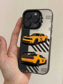 1pc Creative Racing Car Design Matte Frosted Anti-Drop Phone Case, Minimalist Style Phone Cover, Ideal Gift For Kids And Festivals - Grey - View 4