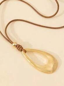 Hegaze 1pc Vintage  Teardrop-Shaped Pendant Women's Necklace - 布朗 2 - 查看 3