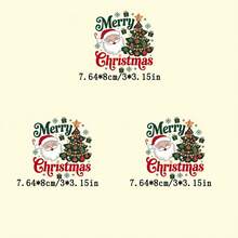 1 Stück/2 Stücke/3 Stücke Weihnachts-Hitzeübertragungsaufkleber - Weihnachtsmann, Weihnachtsbaum und "Fröhliche Weihnachten" Design, für DIY Kleidung, Kissen, Rucksäcke, T-Shirts, Hoodies, Segeltuch-Taschen, Weihnachtsdekoration - Verschiedenfarbig - Übersicht 4