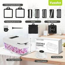 Vegetable Chopper,12-In-1 Multifunctional Food Chopper,Professional Onion Chopper With 7 Blades,Vegetable Cutter With Container For Salad,Potato,Carrot,And Garlic; Essential Kitchen Tool (White)