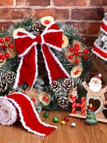 1pc, 1m/2m/5m/10m Christmas Red White Border Packaging Tapes, DIY Decoration, Christmas Tree Bow , Christmas Gift Packaging Ribbon, Suitable For Holiday, Party, And Birthday Gift Decoration