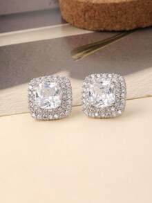 2 Stücke vintage quadratische Zirkonia besetzte charmante funkelnde Hip-Hop-Stil Ohrringe, elegante Unisex-Ohrringe geeignet für Halloween, Weihnachten, Saudi-Nationalfeiertag