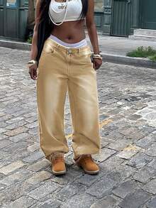 Women's Autumn Y2K Washed Vintage Wide Leg Jeans, Casual Street Style