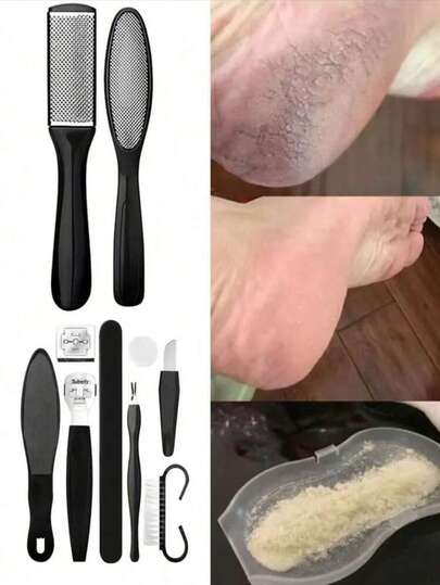 10 件通用足部磨砂膏套装足部刮痧板，10 合 1 足部工具包去角质清洁足部护理死皮去除 Coolus，刮痧，足部磨砂膏