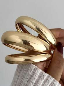 3/1pcs Simple Exaggerated Old Coin Decor Bangle Bracelet Set, For Women & Couples, Friendship, Summer Resort, Date, Daily Casual, Party Accessory