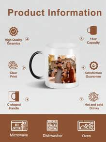 One Personalized Color-Changing Coffee Mug, Customizable With Name, Photo, Greetings, Etc. A Perfect Birthday Gift, Personalized Present, Christmas Gift, Wedding Gift, Or Office Gift. Ideal For Daughters, Couples, Family, Or Girlfriends. Multifunctional, Durable, Highly Decorative, Reusable, Exquisite, Stylish, High-Quality, Colorful, Modern, Customizable, Unique, Romantic, And Heartwarming.