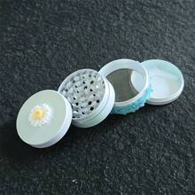 1pc 50mm White Gradient Zinc Alloy Grinder, 4-Layer Daisy Herb Grinder, Smoking Accessories, Portable Hand Rolling Tool, Random Style