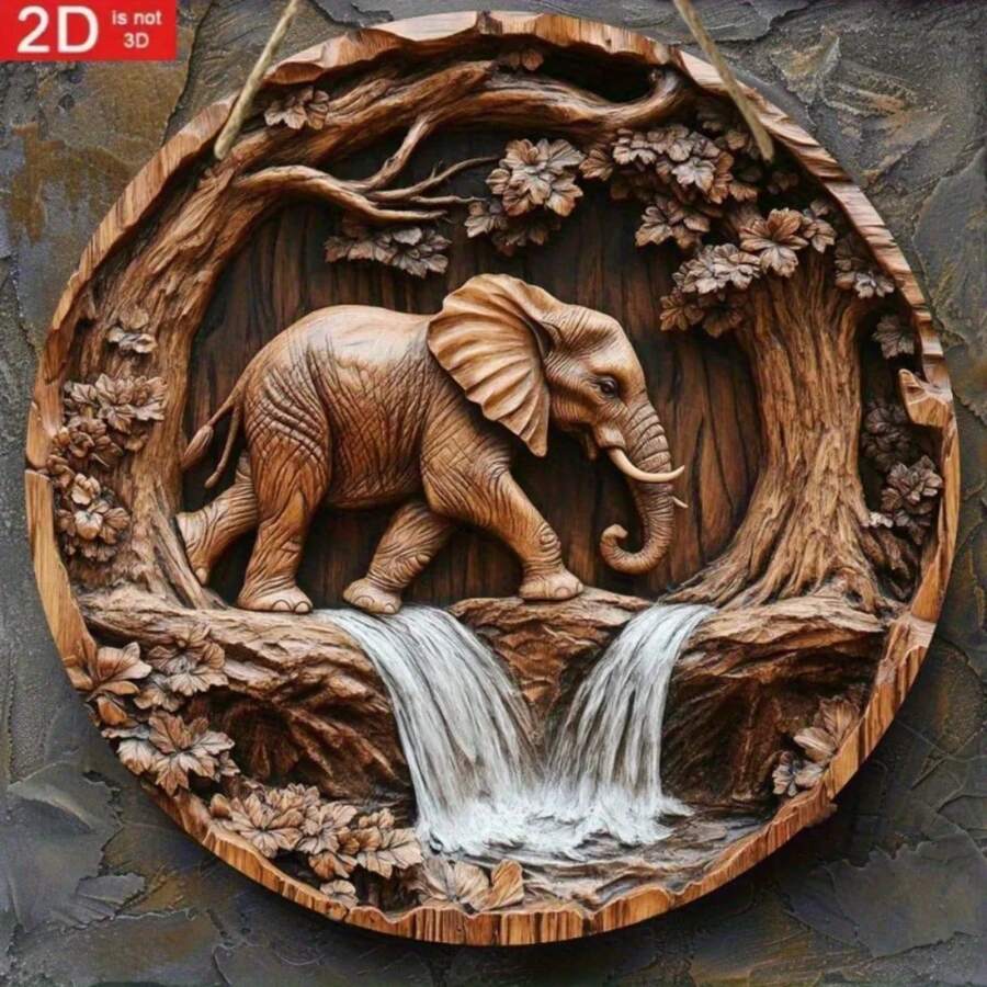 Vintage-Style 2D Flat Elephant Wall Art - Universal Holiday Decor (No Electricity Needed) | Suitable For Home, Living Room, - Multicolor - View 1