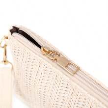 Minimalist Woven Portable Lightweight Straw Bag, Casual Clutch, Beach Bag, Summer Handbag