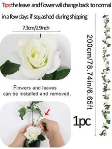 2/1pc, 200cm/78.74in, Silk Rose Vine Wreath, Artificial Floral Wreath, Fake Rose Wreath, Suitable For Spring/Summer Decor, Mother's Day, Wedding Floral Table, Cabinet, Desk, Room Decor, Home Decor, Staircase Decor