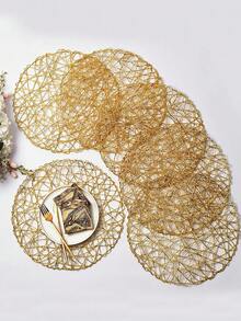 Bộ 6-12 tấm lót bàn ăn tròn dệt rỗng hiện đại tối giản, có thể giặt, dễ vệ sinh, lau sạch, chống trượt, chịu nhiệt, dùng để trang trí tiệc cưới ngày lễ - Nhiều màu - Xem 11