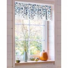 Blue Eucalyptus Valance Curtains For Windows, Fall Botanical Floral Valance, Light-Filtering Polyester Machine Washable Home Decor, 18x60Inch, Valance For Bedroom Kitchen - 彩色 - 查看 8