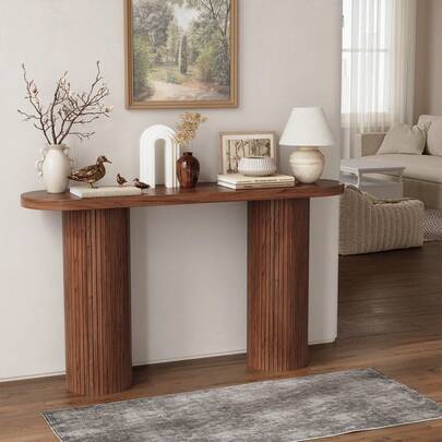 ONBRILL 55" Console Table For Entryway, Sofa Table Behind Couch, Long Entry Table For Sofa, Behind Couch, Fluted Entryway Table,  Modern Entrance Stand For Hallway& Living Room Foyer, Hallway