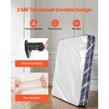 Plastic Mattress Bag, 2 Mil Thick Mattress Storage Bag, Wear-Resistant And Waterproof Plastic Bed Cover With Reinforced Corner Design, Heavy-Duty Mattress Moving Supplies (2 Pack, Queen Size) - Queen 2 packs - 查看 3