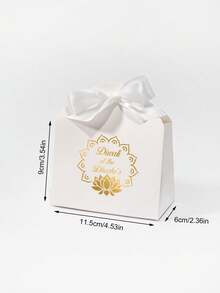 10/50 BUCĂȚI Cutii cadou personalizate Diwali cu imprimeu Lotus Mandala și fundă panglică, text personalizabil cu nume, cutii elegante pentru bomboane de petrecere pentru sărbătorirea festivalului, cadouri de returnare a nunții, ambalaje pentru dulciuri de sărbători în culori aurii și roșii