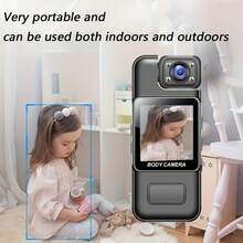 [Cámara de acción portátil] 1 pieza Cámara de acción portátil recargable con visión nocturna, lente rotativa 180°, adecuada para paseos nocturnos, ciclismo de montaña, aventuras en motocicleta, imprescindible para bloggers - 32-128 GB - Ver 4