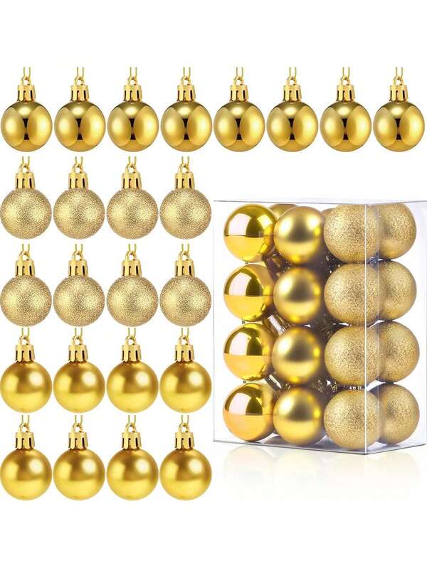 24pcs Multi-Color Christmas Tree Decorations, Flocked Ornament Balls For Home, Window Display, Christmas Decor