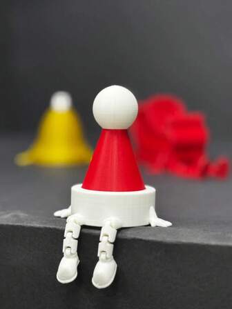 1 st rörlig led söt julhatt med händer och fötter 3D-tryckt kontorsskrivbordsprydnad heminredning tillbehör julklapp